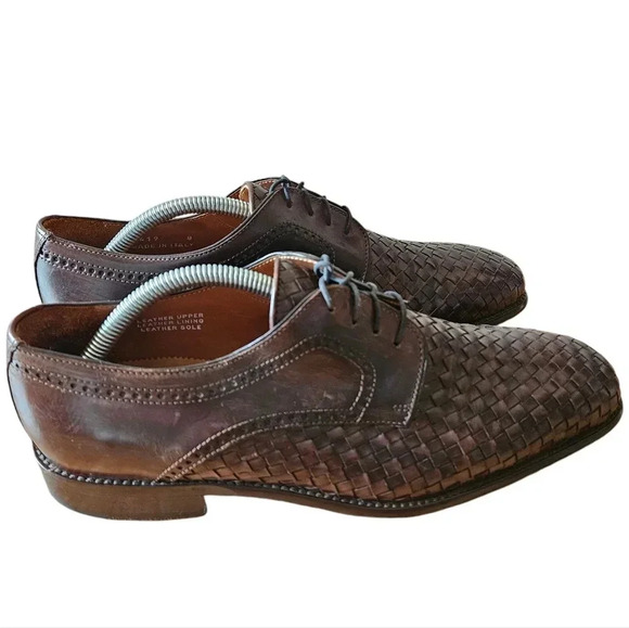 Calzoleria Toscana Men's Hand Craft Leather  Woven Shoes Brown Size 8. - Picture 10 of 16